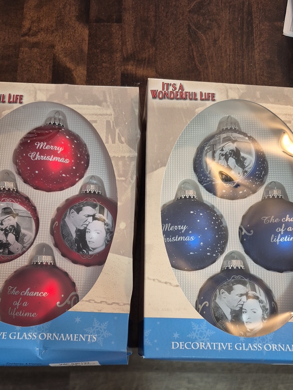 Decorative Glass Ornaments - Red and Blue Christmas Set